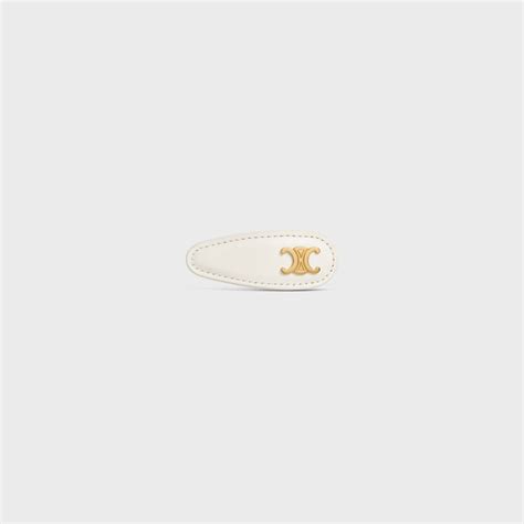 Celine Snap Hair Clip in Calfskin, Brass with Gold Finish and Steel